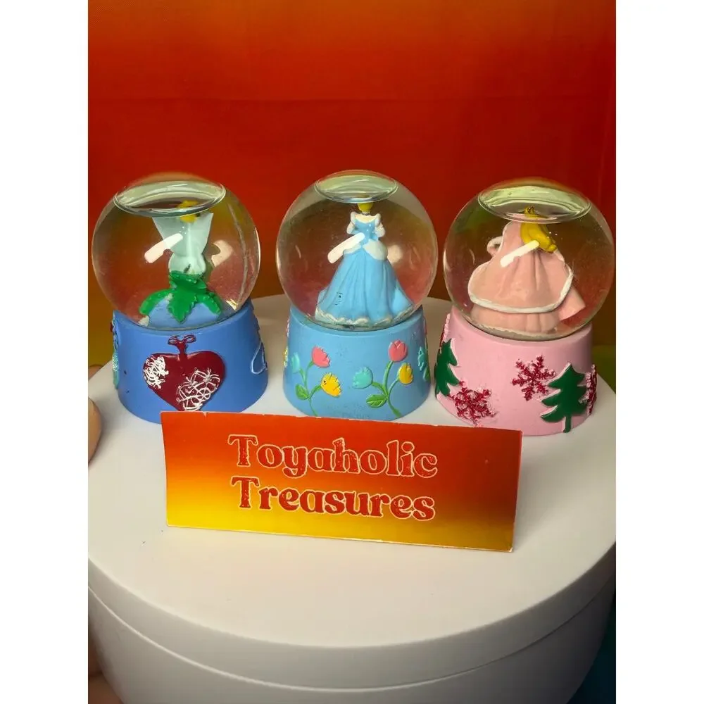 Disney Princess Mini Snow Globe Cinderella Aurora Sleeping Beauty & Tinkerbell